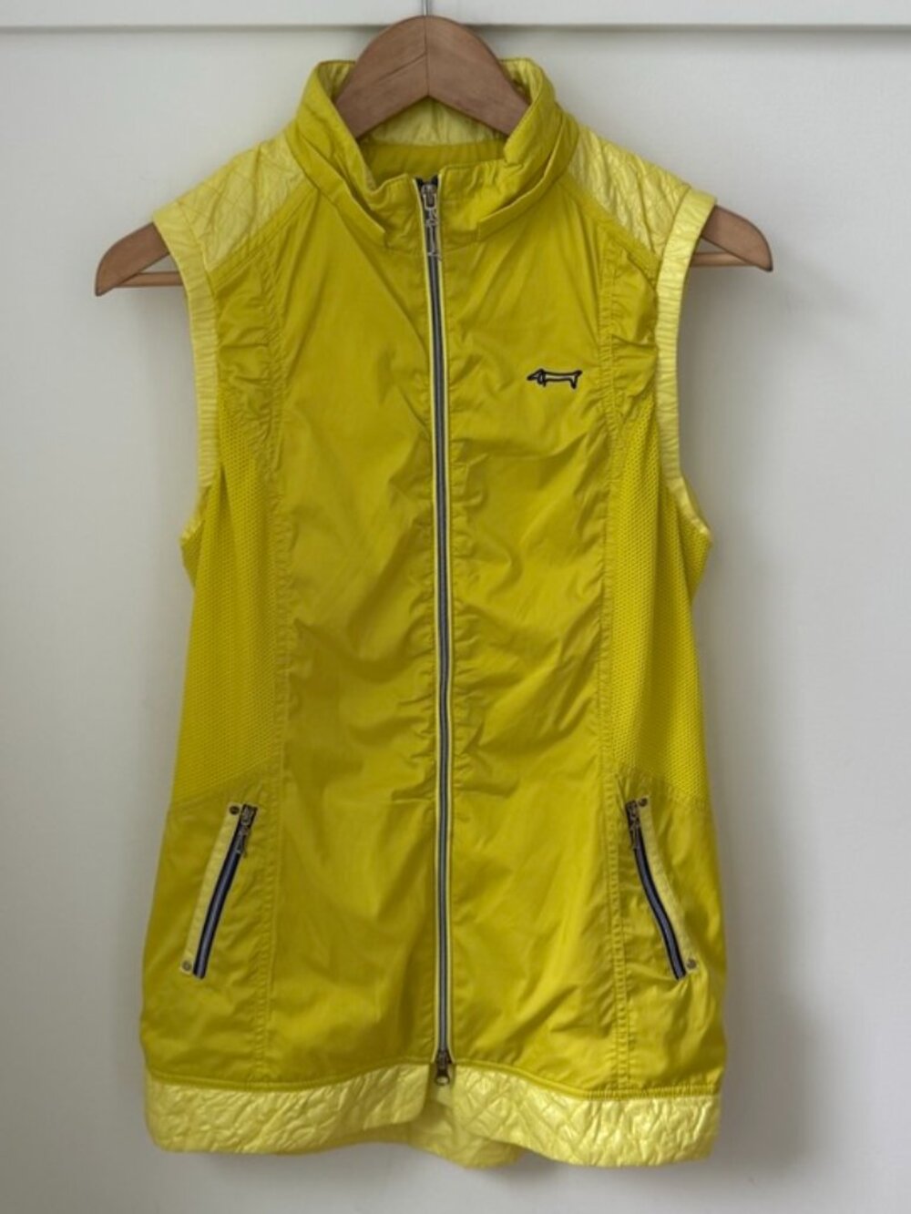 LOUIS CASTEL Golf Activewear Lightweight Full Zip Athletic Vest Yellow Size 95 M